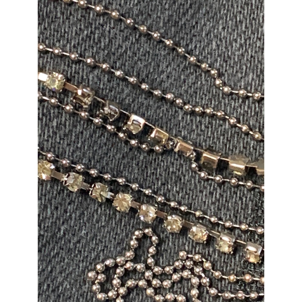 Risen Jeans Black Distressed Flare Rhinestone Chain Fringe Jeans Size 0/24 - Picture 4 of 16